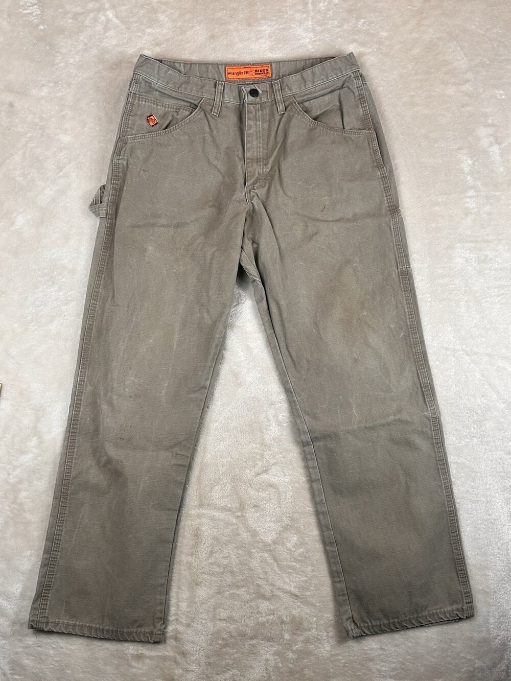 Wrangler Riggs Workwear FR Ripstop Cotton Work Pants Gray 33x32 FR3W02D